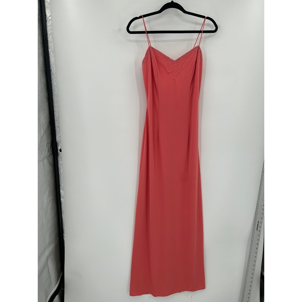 Dave & Johnny Women's Coral 7/8 Beaded Evening Dress Maxi HOCO Prom Bridal Party